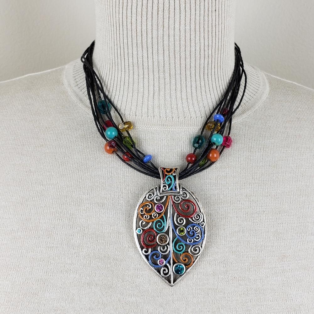 Chico's Leaf Pendant & Earring